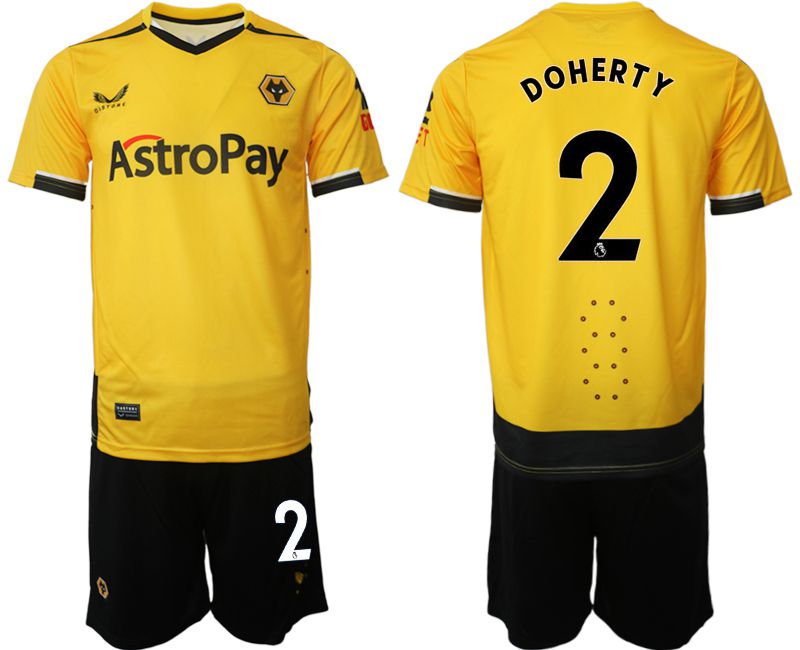 Men 2022-2023 Club Wolverhampton Wanderers home yellow #2 Soccer Jersey